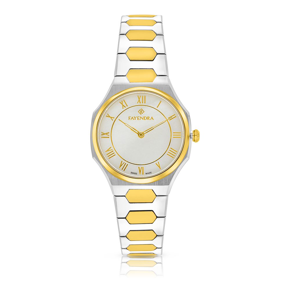 Stainless Steel 316L Watch Silver And Golden Color - green MOP dial 