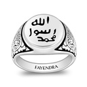 Sterling Silver 925 Islamic Ring Rhodium And Black Plated For Men 