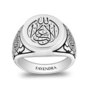 Sterling Silver 925 Islamic Ring Rhodium And Black Plated For Men 