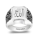 Sterling Silver 925 Islamic Ring Rhodium And Black Plated For Men 