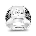 Sterling Silver 925 Islamic Ring Rhodium And Black Plated For Men 