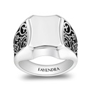 Sterling Silver 925 Islamic Ring Rhodium And Black Plated For Men 