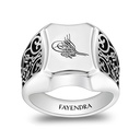 Sterling Silver 925 Islamic Ring Rhodium And Black Plated For Men 