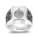Sterling Silver 925 Islamic Ring Rhodium And Black Plated For Men 