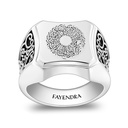 Sterling Silver 925 Islamic Ring Rhodium And Black Plated For Men 