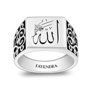 Sterling Silver 925 Islamic Ring Rhodium And Black Plated For Men 