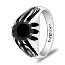 Sterling Silver 925 Ring Rhodium And Black Plated Embedded With Black Spinal For Men