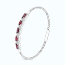 Sterling Silver 925 Bangle Rhodium Plated Ruby Corundum