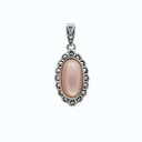 Sterling Silver 925 Pendant Natural Pink Shell Marcasite Stones