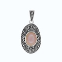 Sterling Silver 925 Pendant Natural Pink Shell Marcasite Stones