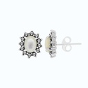 Sterling Silver 925 Earring Natural White Shell Marcasite Stones