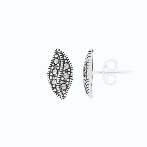 [EAR04MAR00000A072] Sterling Silver 925 Earring Embedded With Marcasite Stones