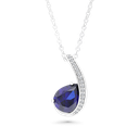 Sterling Silver 925 Necklace Rhodium Plated Sapphire Corundum