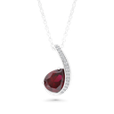 Sterling Silver 925 Necklace Rhodium Plated Ruby Corundum