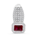 Sterling Silver 925 Pendant Rhodium Plated Ruby Corundum