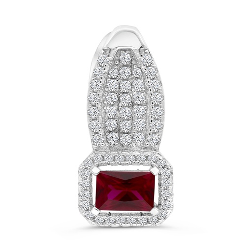 [PND01RUB00WCZA592] Sterling Silver 925 Pendant Rhodium Plated Ruby Corundum