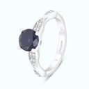 Sterling Silver 925 Ring Rhodium Plated Sapphire Corundum