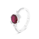 Sterling Silver 925 Ring Rhodium Plated Ruby Corundum