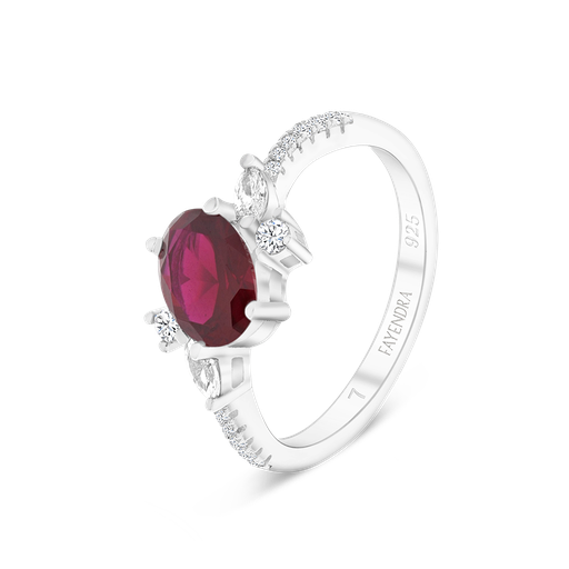 Sterling Silver 925 Ring Rhodium Plated Ruby Corundum