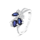 Sterling Silver 925 Ring Rhodium Plated Sapphire Corundum