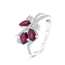 Sterling Silver 925 Ring Rhodium Plated Ruby Corundum