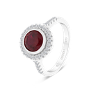 Sterling Silver 925 Ring Rhodium Plated Ruby Corundum