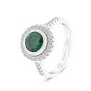 Sterling Silver 925 Ring Rhodium Plated Embedded With Emerald