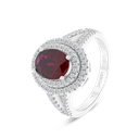 Sterling Silver 925 Ring Rhodium Plated Ruby Corundum