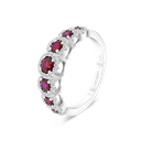 Sterling Silver 925 Ring Rhodium Plated Ruby Corundum