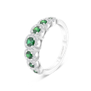 Sterling Silver 925 Ring Rhodium Plated Embedded With Emerald