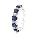 Sterling Silver 925 Ring Rhodium Plated Sapphire Corundum