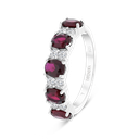 Sterling Silver 925 Ring Rhodium Plated Ruby Corundum