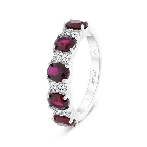 Sterling Silver 925 Ring Rhodium Plated Ruby Corundum