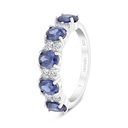 Sterling Silver 925 Ring Rhodium Plated Embedded With Tanzanite