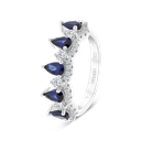 Sterling Silver 925 Ring Rhodium Plated Sapphire Corundum