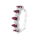 Sterling Silver 925 Ring Rhodium Plated Ruby Corundum