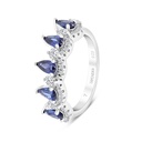 Sterling Silver 925 Ring Rhodium Plated Embedded With Tanzanite