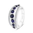 Sterling Silver 925 Ring Rhodium Plated Sapphire Corundum