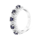 Sterling Silver 925 Ring Rhodium Plated Sapphire Corundum