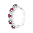 Sterling Silver 925 Ring Rhodium Plated Ruby Corundum