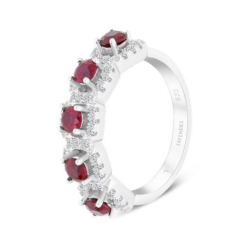 Sterling Silver 925 Ring Rhodium Plated Ruby Corundum