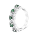 Sterling Silver 925 Ring Rhodium Plated Embedded With Emerald