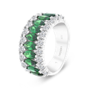 Sterling Silver 925 Ring Rhodium Plated Embedded With Emerald