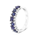 Sterling Silver 925 Ring Rhodium Plated Sapphire Corundum