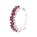 Sterling Silver 925 Ring Rhodium Plated Ruby Corundum