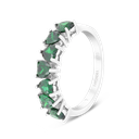 Sterling Silver 925 Ring Rhodium Plated Embedded With Emerald