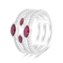 Sterling Silver 925 Ring Rhodium Plated Ruby Corundum