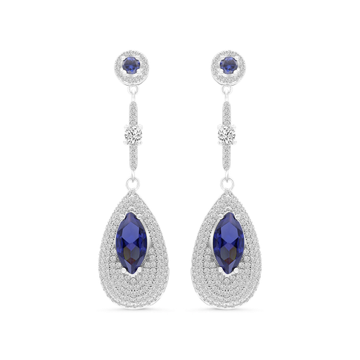 [EAR01TZT00WCZB068] Sterling Silver 925 Earring Rhodium Plated Tanzanite