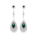 Sterling Silver 925 Earring Rhodium Plated Embedded With Emerald