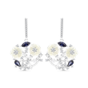 Sterling Silver 925 Earring Rhodium Plated Natural White Shell Tanzanite